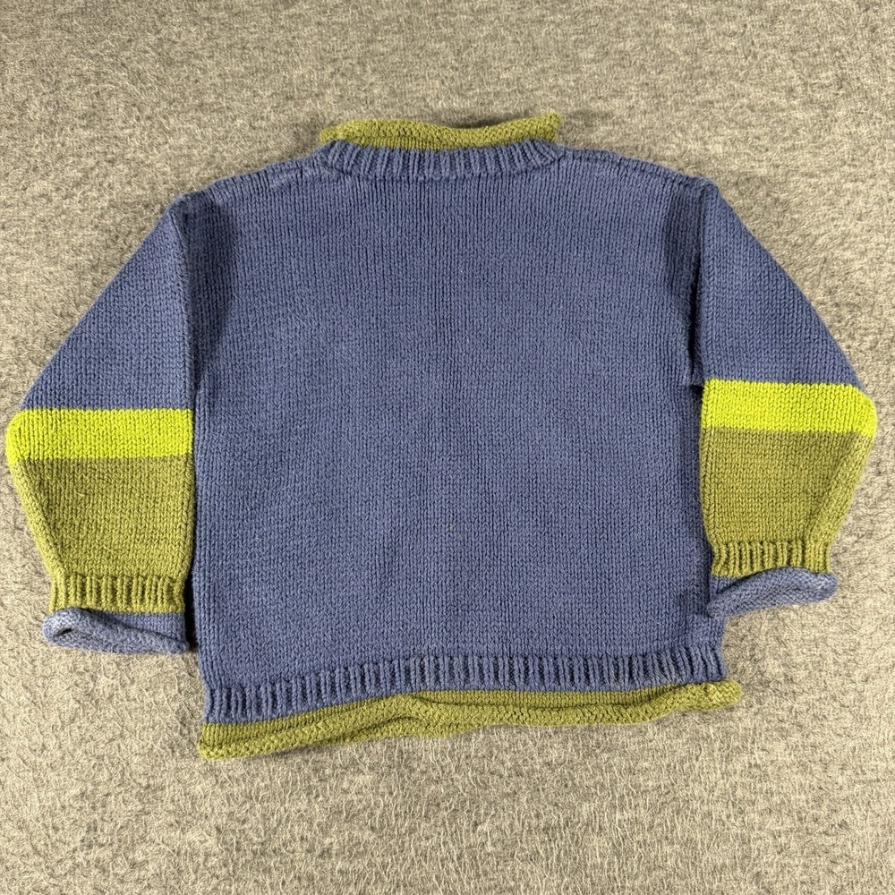 Mulberry Bush Boys Size 4T Blue Green Dinasour Roll Neck Knit Sweater Ski Cotton - Picture 2 of 6